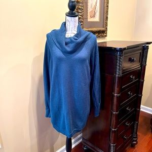 Teal Sweater with Cowl Neck